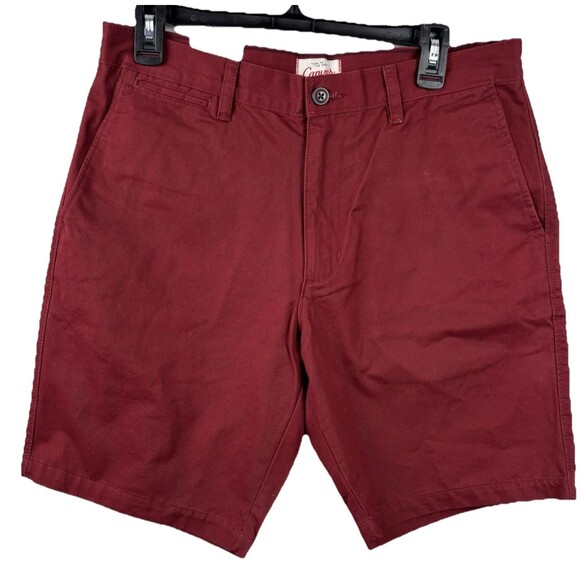 NWT Lands End Shorts Men 32 Dark Red  9" Inseam Flat Front Chino 5 Pocket Canvas - Picture 2 of 11